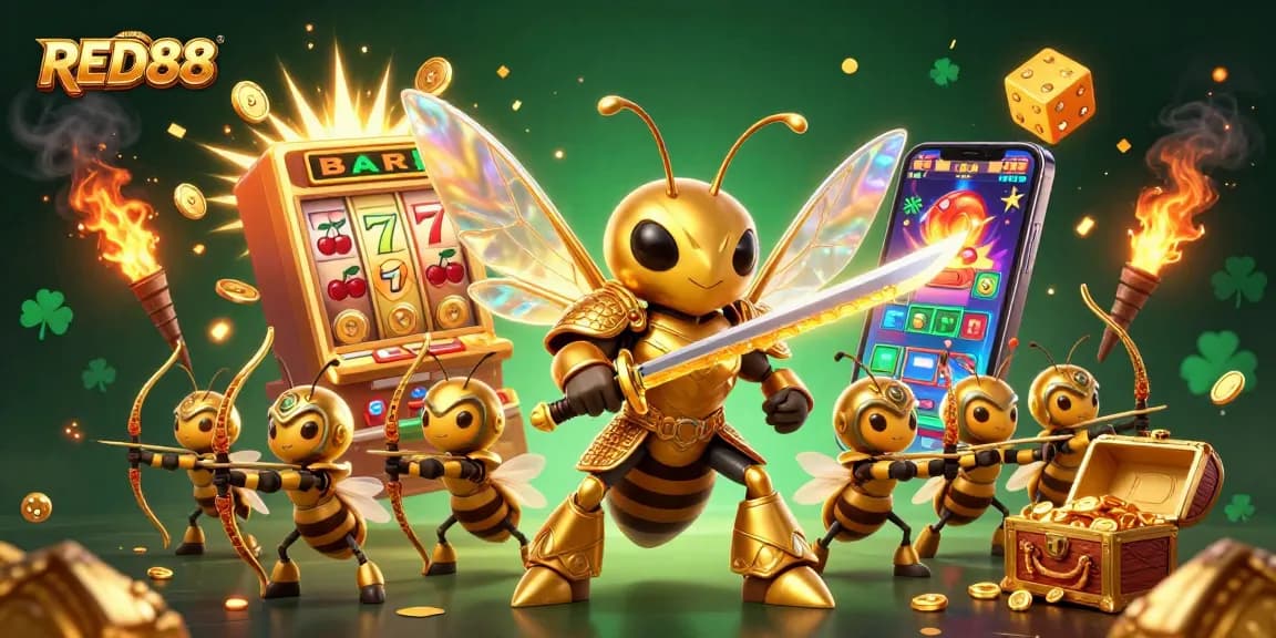 Engage with RED88 as the golden hornet conquers the casino with giant jackpots and dynamic gameplay.