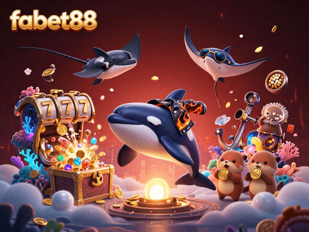 Experience thrilling gaming at fabet88 with vibrant underwater characters and golden treasures.