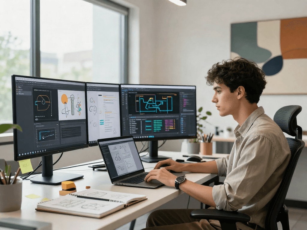 Professional digital workspace showcasing nsfw ai content creation with innovative design elements.