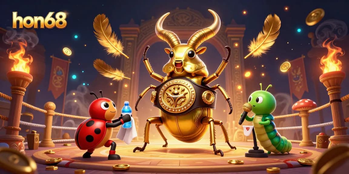 Experience excitemnt at hon68 with golden stag beetle boxing and lively casino atmosphere.