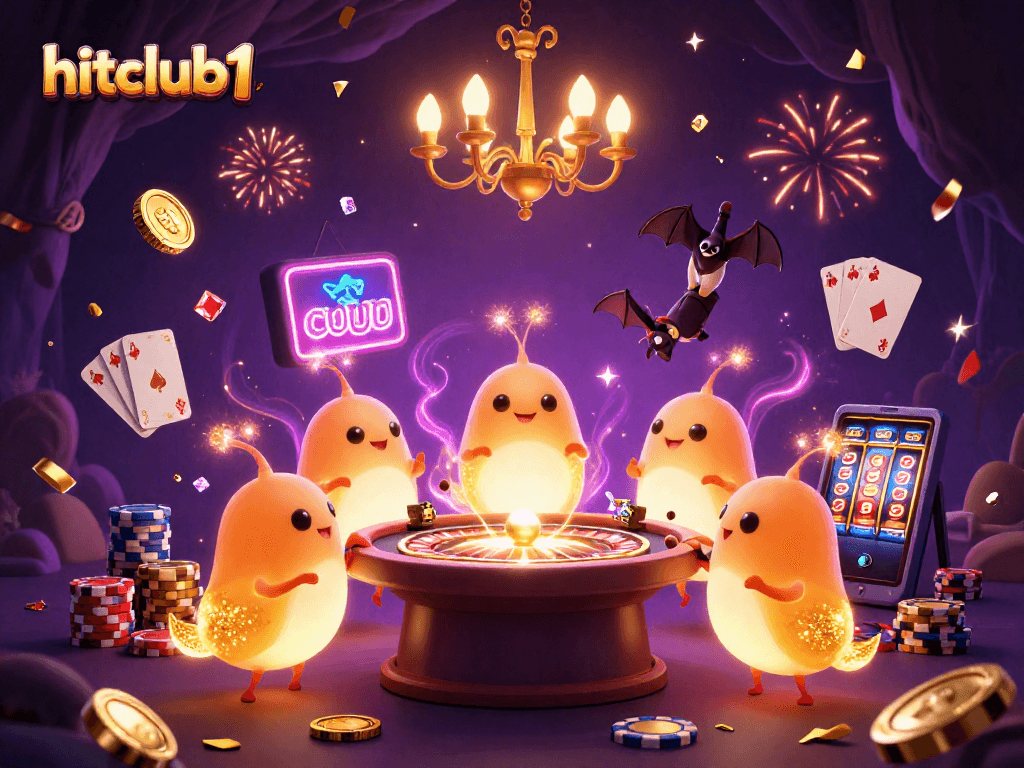 Join the hitclub1 adventure with glowworms illuminating a vibrant cave casino.