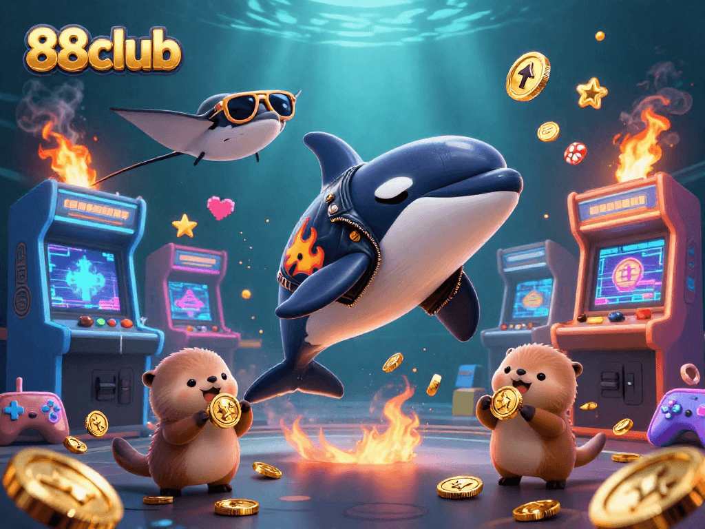 Experience thrills and excitement with 88club's vibrant gaming scene featuring aquatic characters.