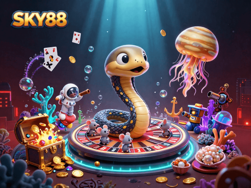 Experience unbeatable fun with SKY88 as quirky astronaut mice bet on a cosmic roulette.