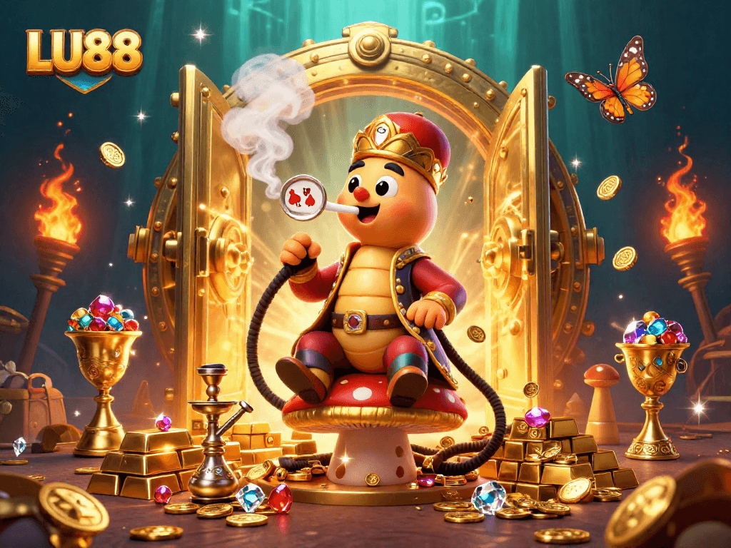 LU88 entices players with an energetic casino scene featuring a vibrant caterpillar master.