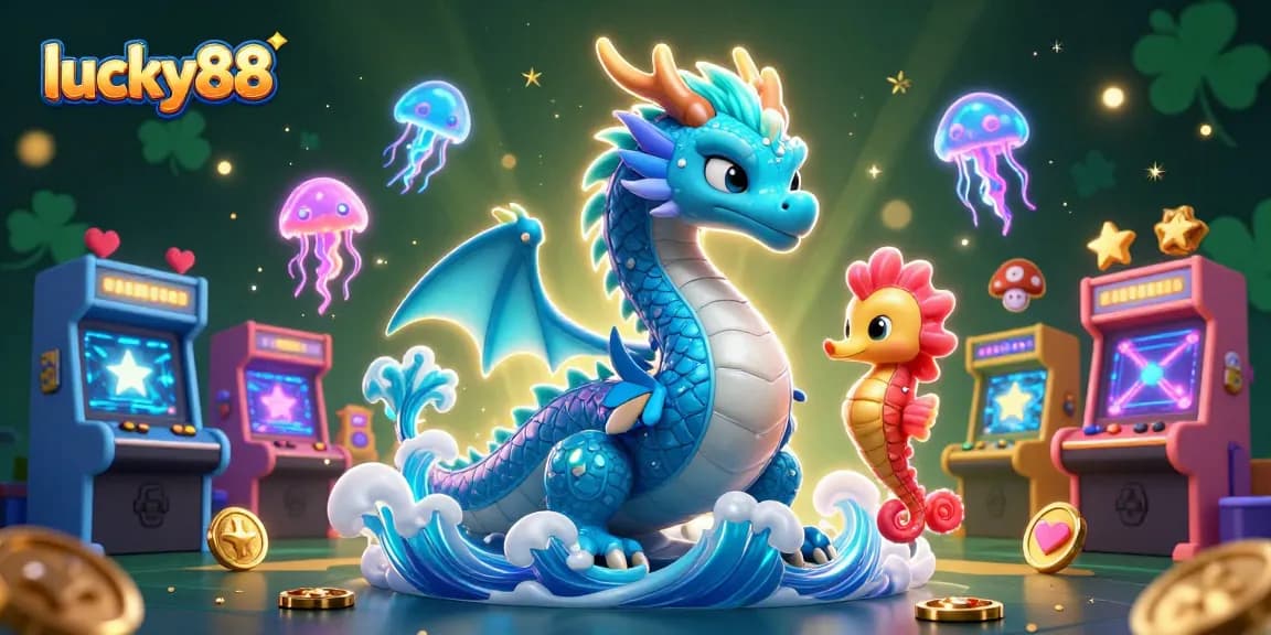 Experience thrills at lucky88 with a vibrant 3D underwater casino illustration showcasing gaming excitement.