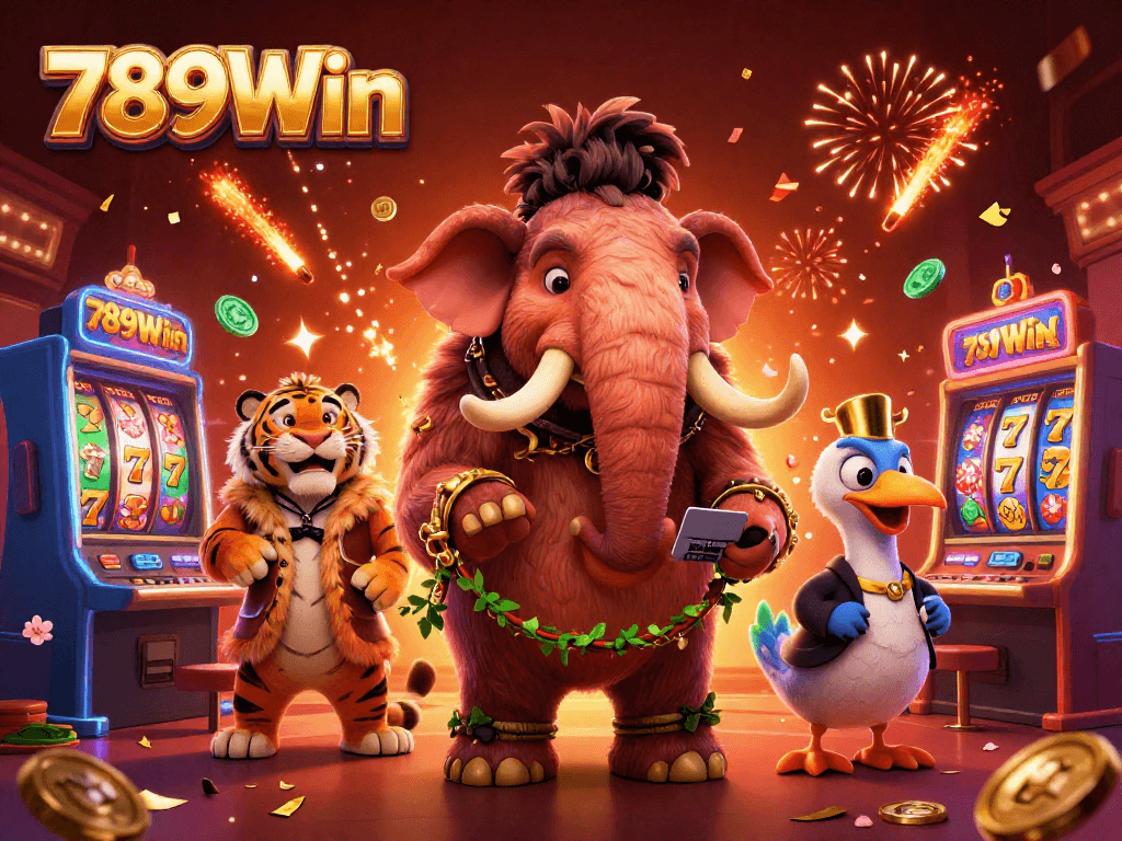 Engage in immersive gaming at 789Win with vibrant slot machines and dynamic characters.