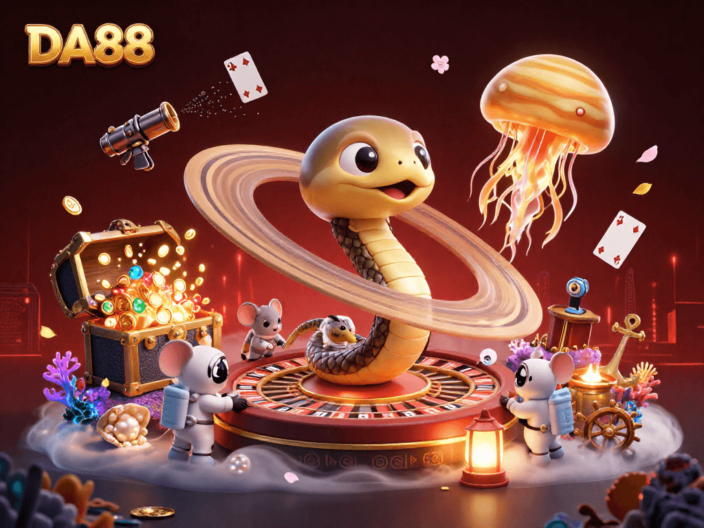 DA88 features thrilling cosmic gambling as astronaut mice bet in 3D detail.