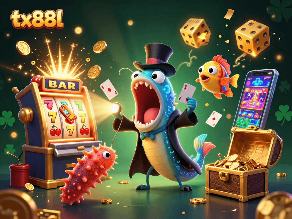 Win big at tx88l with a vibrant casino scene featuring dynamic characters and engaging gambling elements.