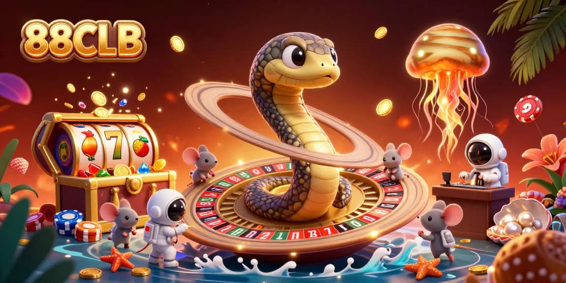 Experience thrilling bets at 88CLB with cosmic characters and vibrant casino elements.
