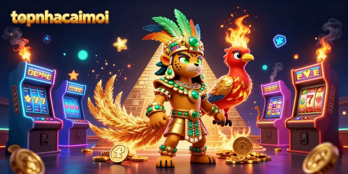 Topnhacaimoi game scene showcasing a Mayan priest with vibrant slots and thrilling casino elements
