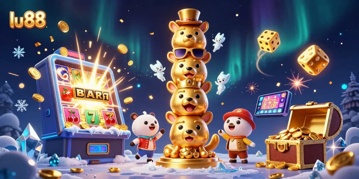 Experience thrilling casino action with lu 88's vibrant jackpot explosion and dynamic totem pole.