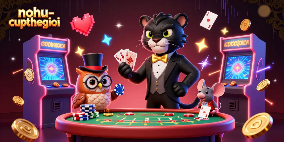 Experience the thrills of nohu-cupthegioi with lively cartoon characters in ultra-detailed 3D casino setting.