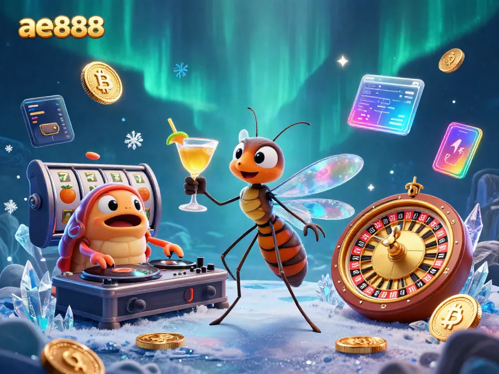 Experience the excitement of ae888 with a vibrant 3D illustration featuring a unique casino mascot and immersive gaming elements.