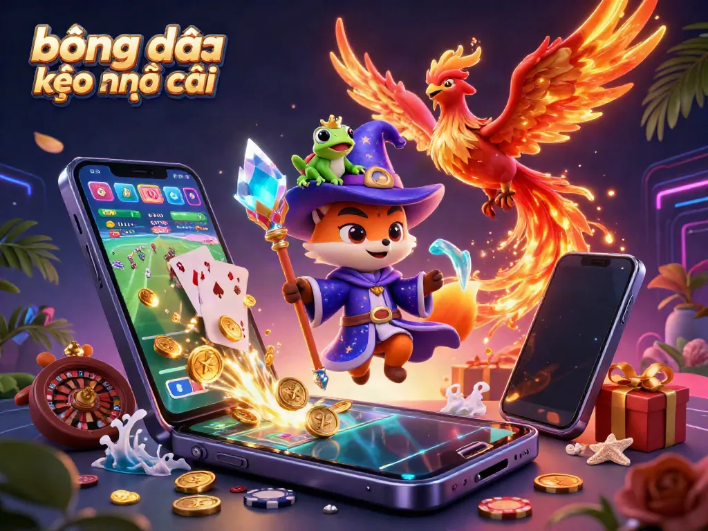 Engage in bóng đá kèo nhà cái with a thrilling scene of mystical characters and dynamic betting elements.