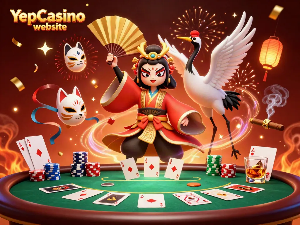 Experience the vibrant atmosphere of the YepCasino website with dynamic characters and casino elements.