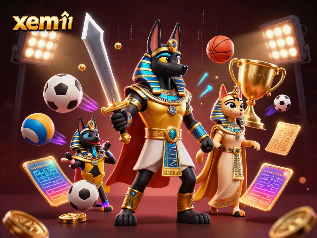 Experience the thrill of betting with the ancient warriors and glowing sports elements in this vibrant scene. xem thêm!