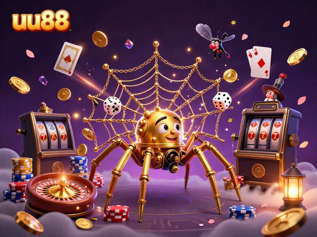 Experience the excitement of uu88 with a bustling casino scene featuring steampunk elements and vibrant game symbols.