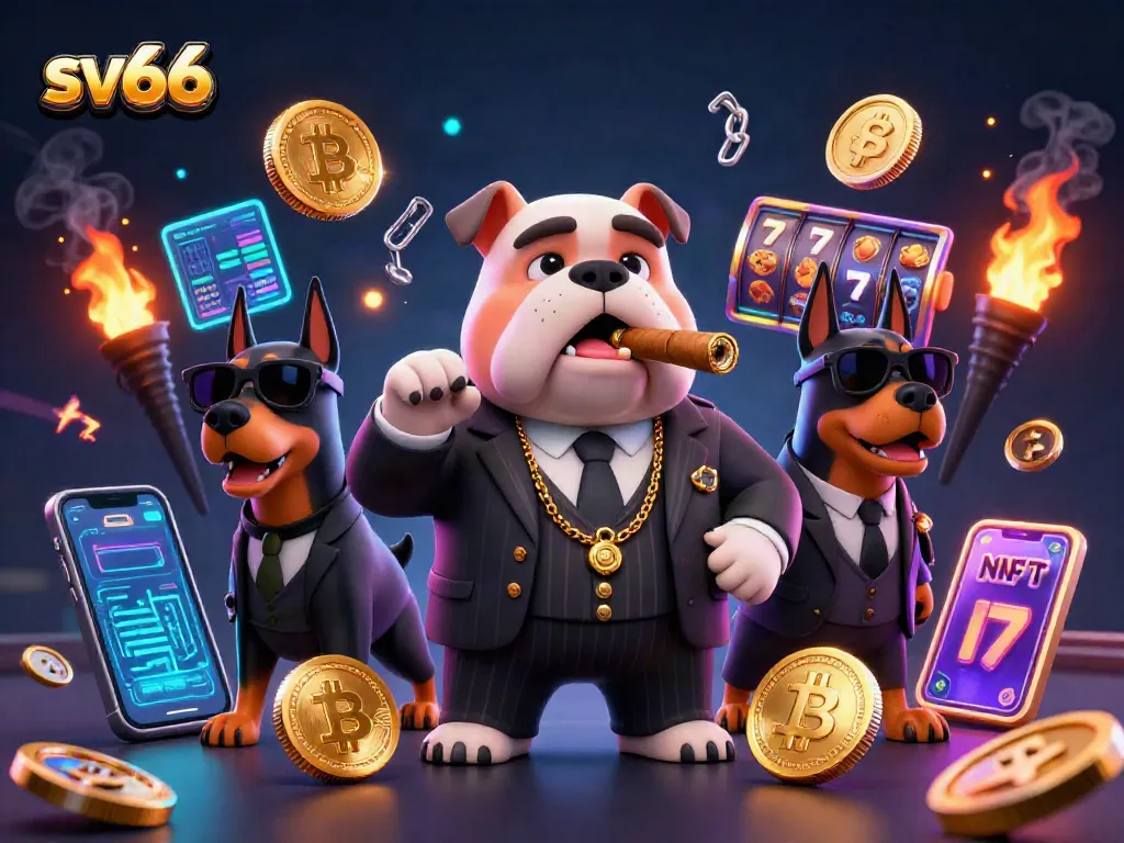Bet on sv66 in a vibrant 3D casino scene featuring a bulldog mafia boss.