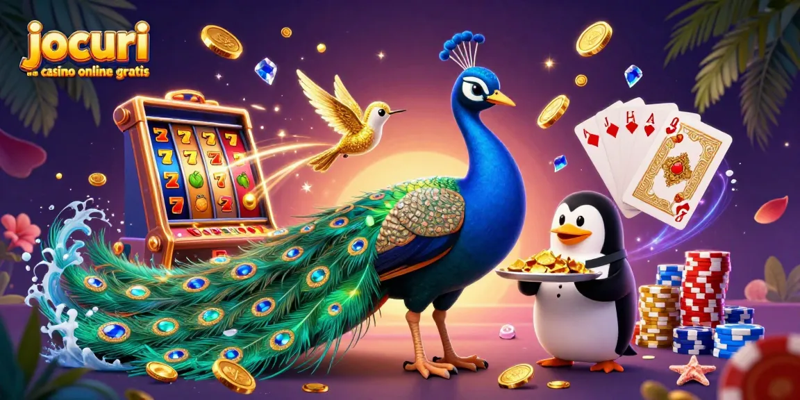 Joacă jocuri de casino online gratis cu simboluri vibrant din păcănele și bonusuri captivante.