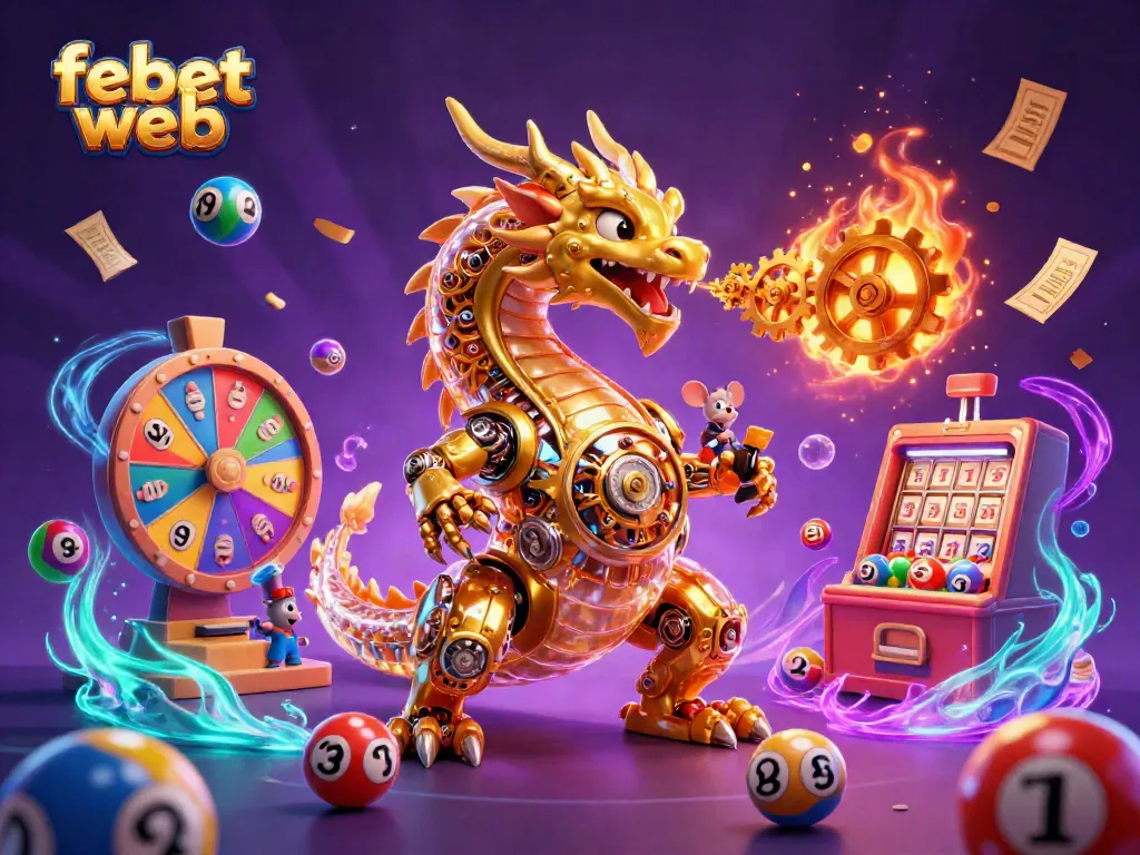 Experience thrilling gaming with the febet web, featuring a dynamic golden dragon and exciting lottery elements.