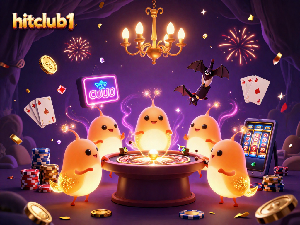 Join the hitclub1 adventure with glowworms illuminating a vibrant cave casino.