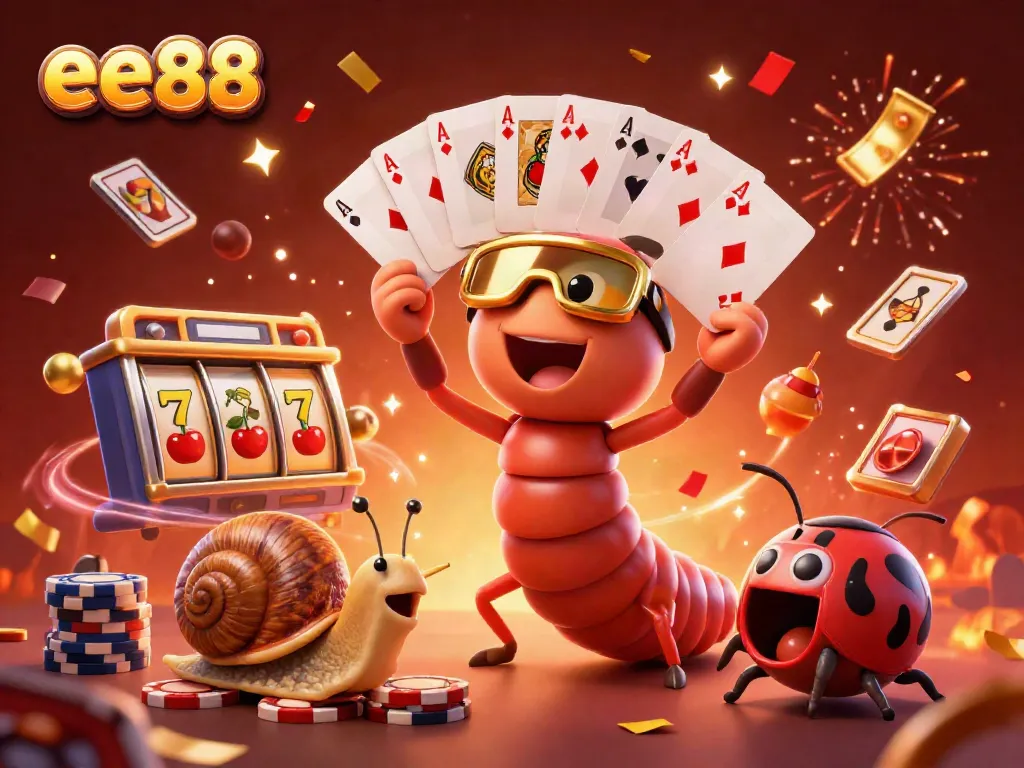 Experience thrilling gameplay at ee88 with a festive 3D casino scene featuring lively characters and vibrant decorations.