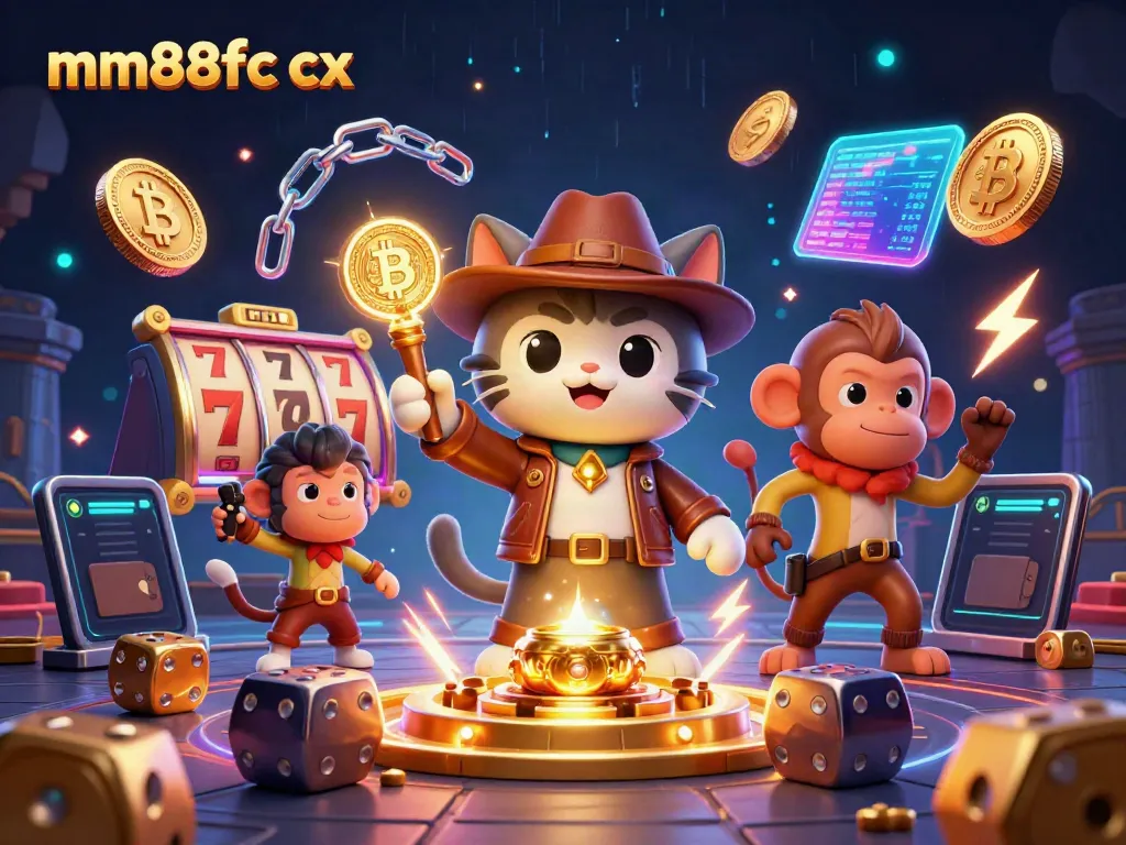 Engage with the dynamic atmosphere of mm88fc cx in this vibrant casino-themed illustration featuring colorful characters and gaming elements.