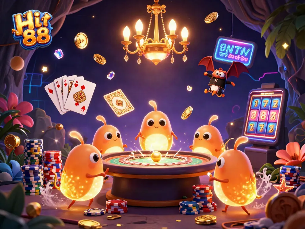 Join the fun at Hi 88 casino with glowworms lighting up the game table and spinning coins!