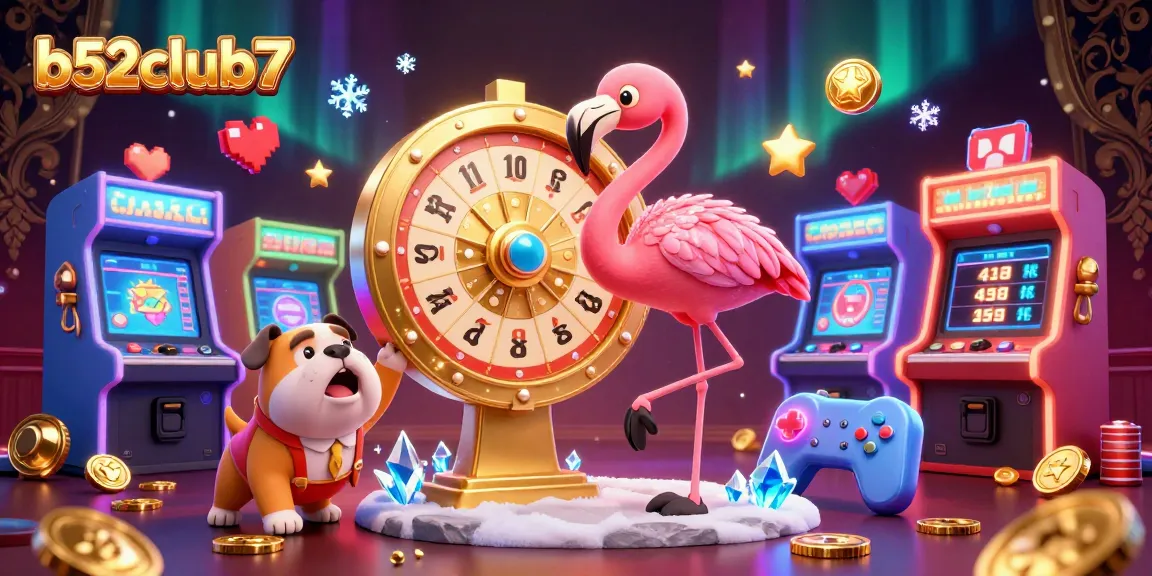 Experience thrilling gameplay at b52club7 with our vibrant casino art featuring a game show host and prizes.