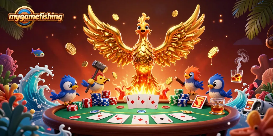 Catch the excitement of mygamefishing with dynamic casino game elements and a golden phoenix!