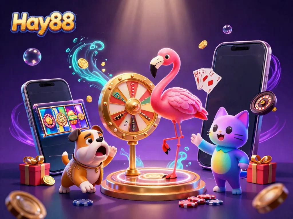 Spin to win with Hay88's exciting casino adventures featuring cartoon characters in vibrant 3D.