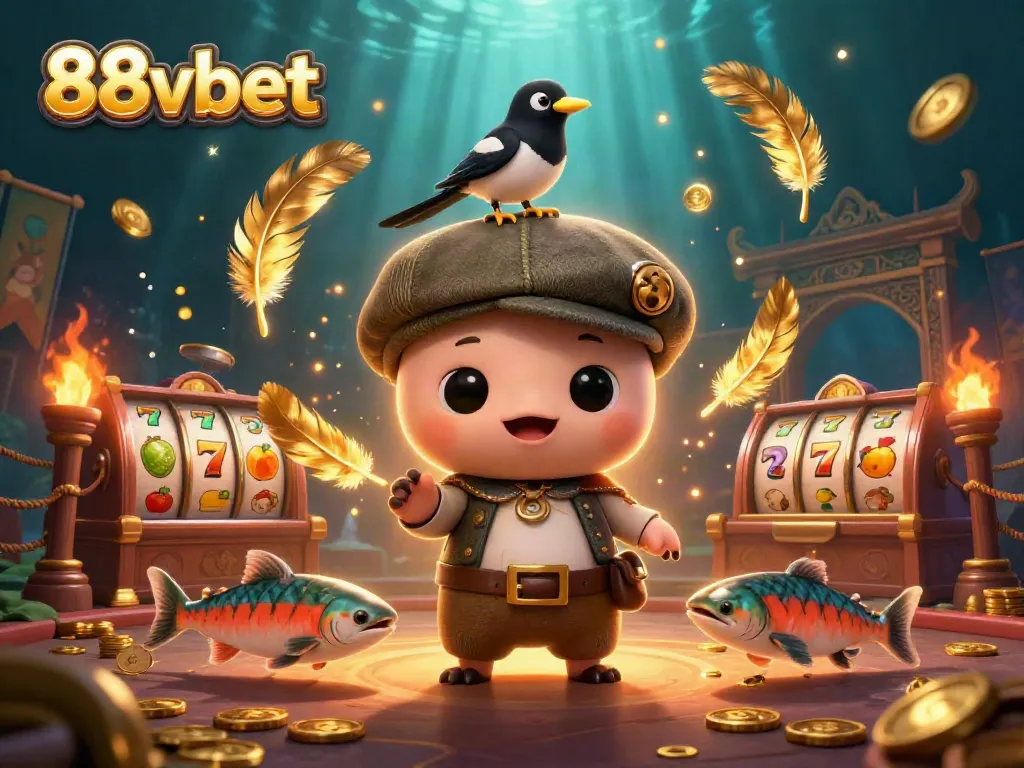 Experience the excitement of 88vbet in a vibrant, interactive casino scene featuring playful animated characters.