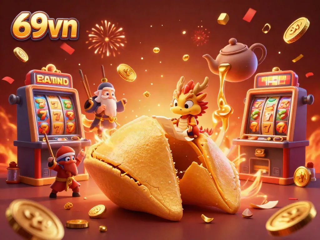 Experience the thrill of 69vn with a vibrant casino scene featuring dynamic characters and slot machines.