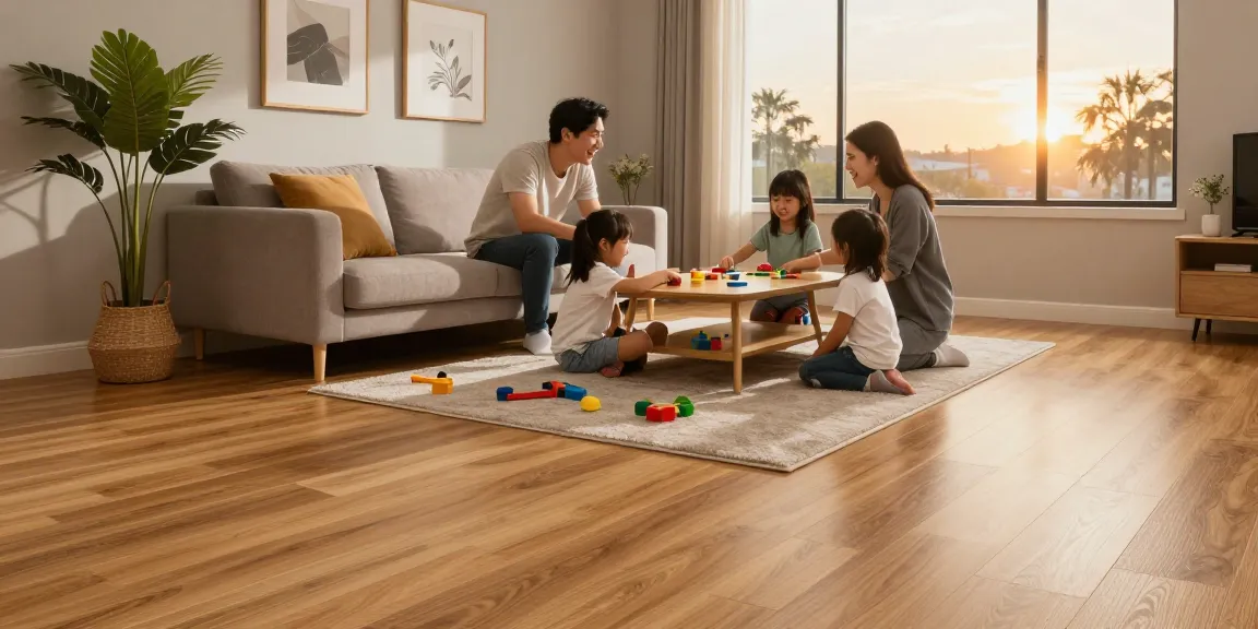 The best floors for living spaces showcased in a warm family living room featuring laminate and engineered wood flooring options.