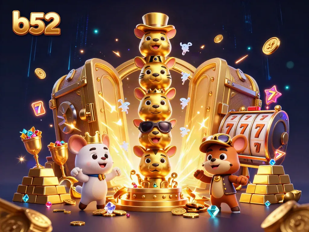Engage with b52's vibrant casino universe featuring golden treasures and lively slots.
