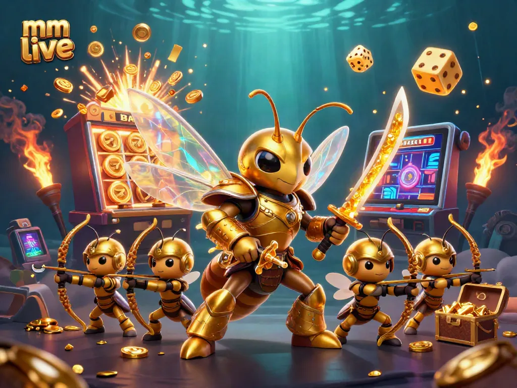 Experience the thrilling mm live action with a vibrant golden samurai hornet and dynamic casino elements.