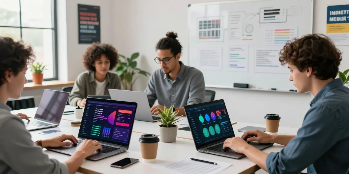 Digital marketing team strategizing on instant indexing in a vibrant workspace filled with analytical tools and collaboration.