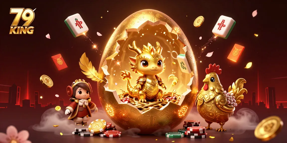 Experience the excitement of 79 KING with a dazzling golden dragon and vibrant gambling elements.