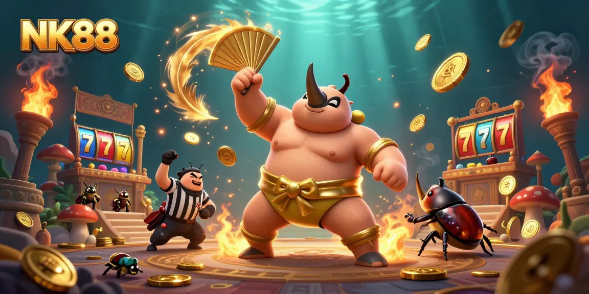 Experience thrilling gaming at NK88 featuring a vibrant cartoon arena filled with excitement and action.
