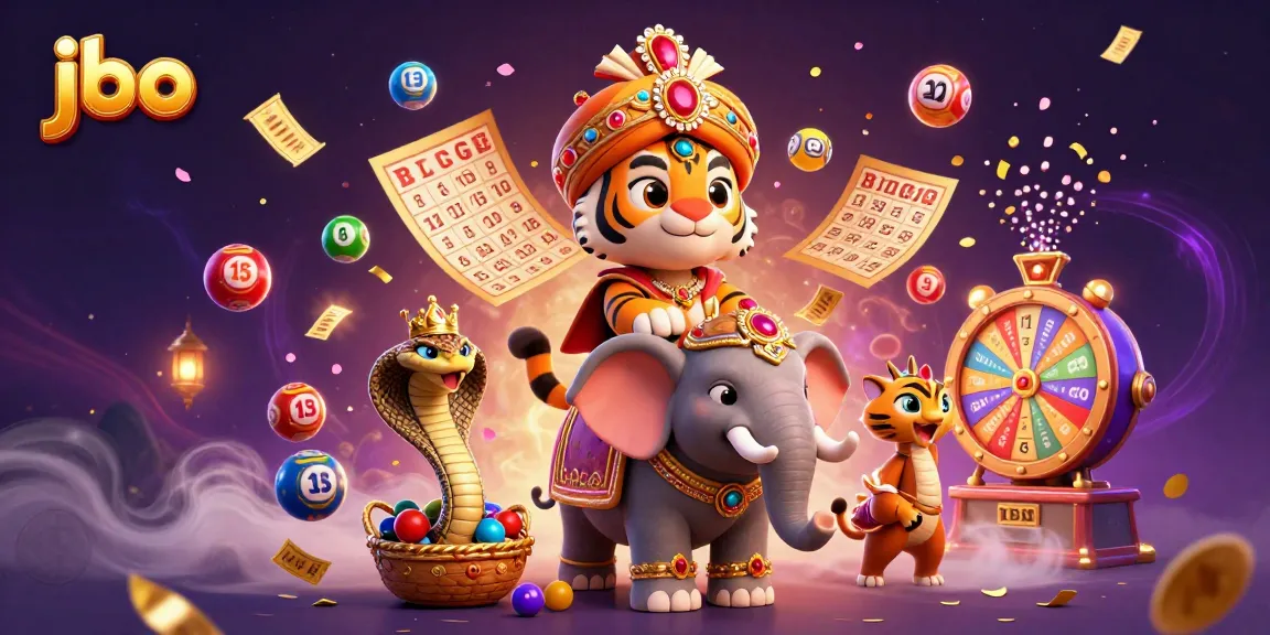 Experience thrilling jbo adventures with colorful lottery elements in this vibrant casino illustration.