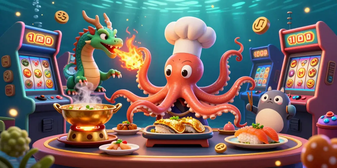 Engage in keo nha cai with a vibrant illustrative scene showcasing a sushi chef octopus and dynamic gaming elements.