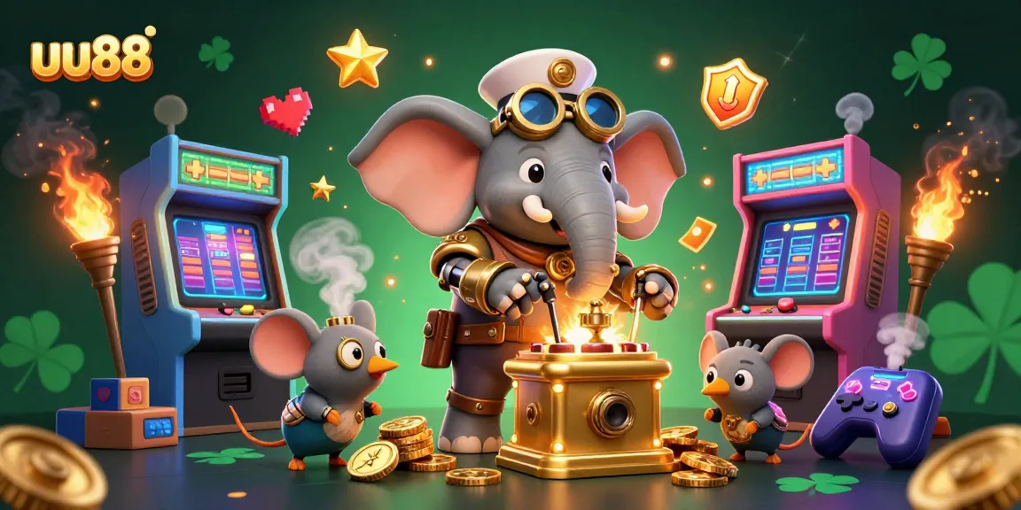Experience a thrilling uu88 gaming adventure with vibrant slot machines and steampunk characters