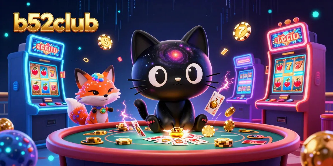 Win big at b52club's exciting cosmic casino with vibrant characters and colorful slot machines.