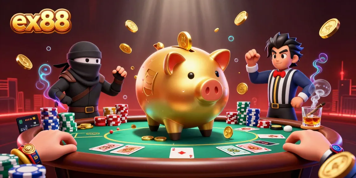 Experience exciting gameplay at ex88 with vibrant casino elements and dynamic characters in a lively poker scene.