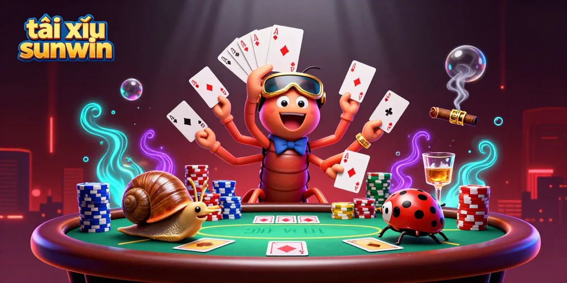 Experience the excitement of tài xỉu sunwin with a vibrant 3D casino scene filled with colorful characters and gameplay.