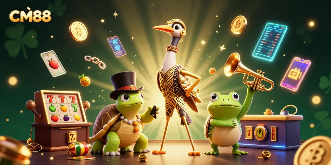 Engage with CM88 through this vibrant illustration showcasing a lively casino atmosphere with exciting gaming elements.