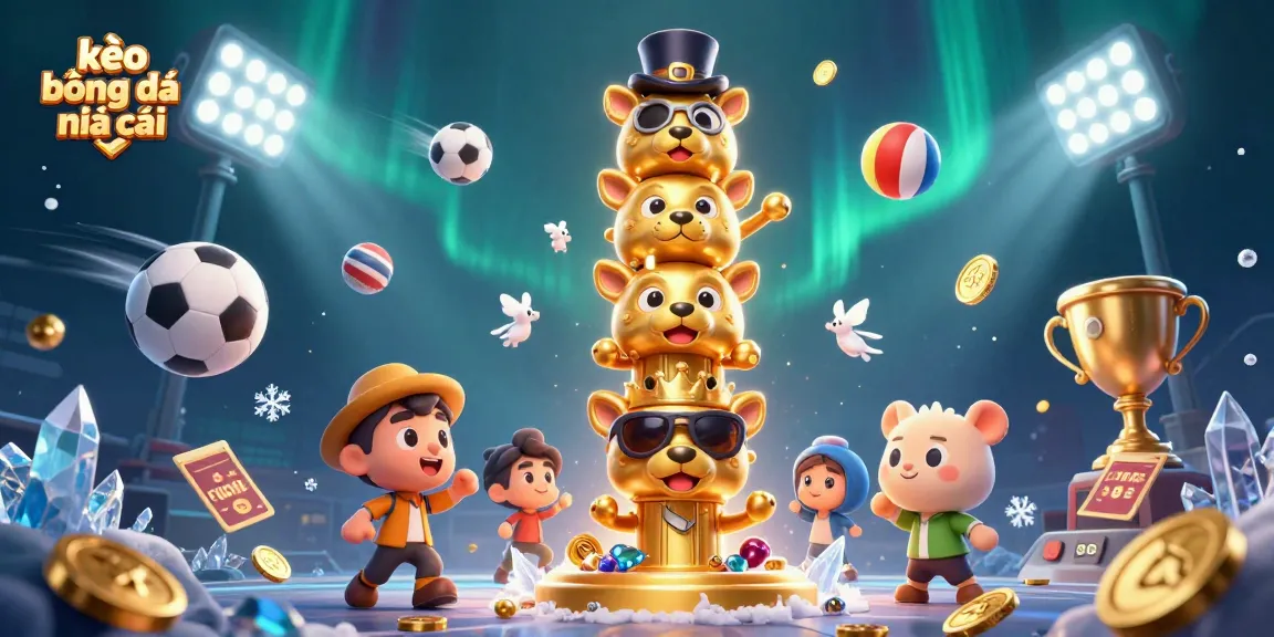 Experience thrilling kèo bóng đá nhà cái action with a dynamic 3D sports betting scene showcasing vibrant sports elements and characters.