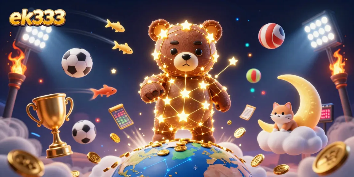 Engage with ek333's vibrant gaming world featuring sports elements and golden rewards.