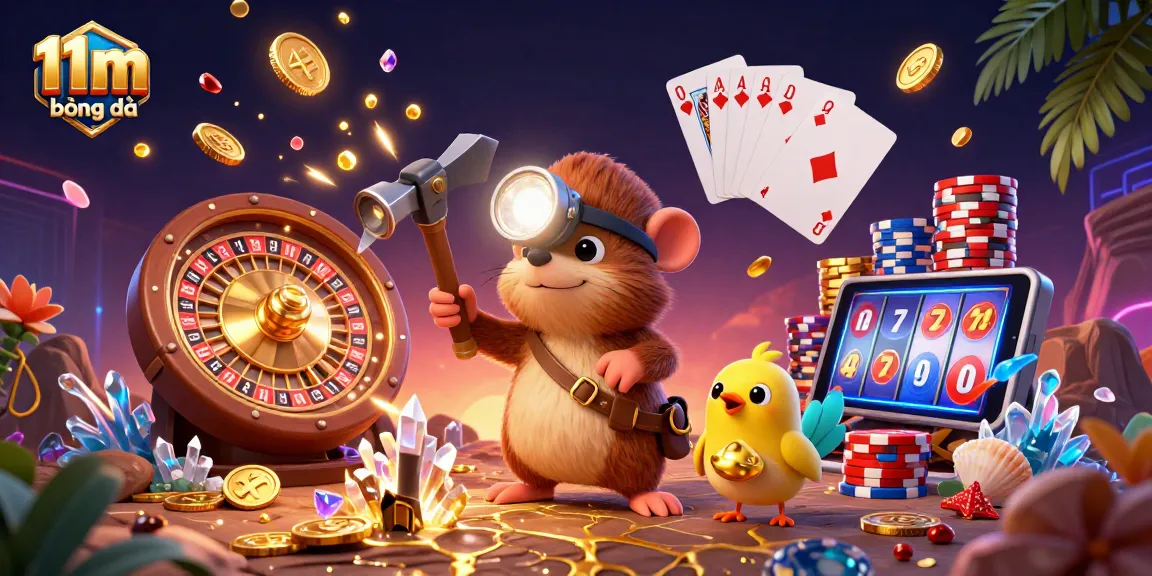 Engage in thrilling 11m bóng đá action with vivid casino graphics featuring colorful coins and dynamic betting elements.