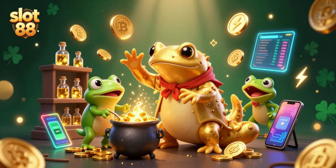 Engage in thrilling wins with slot 88, featuring dynamic characters and golden treasures in this vibrant illustration.